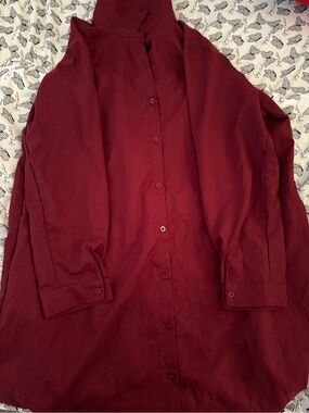 SHEIN Long Button-Front Dress in Wine Red